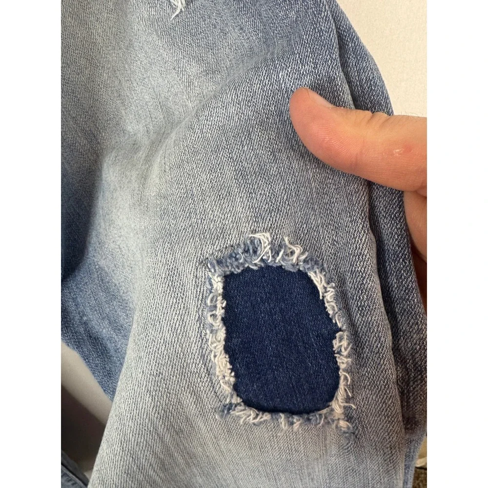 True Religion Ricky Relaxed Straight Distressed Blue Jeans Mens 44X30 Light Wash